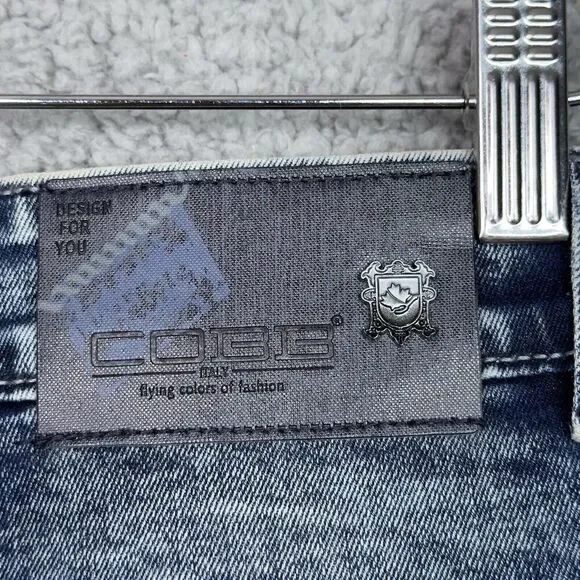 COBB Italy Jeans Mens Size 34 (Fit 32x32) Blue Acid Wash Slim Ultra Narrow Fit